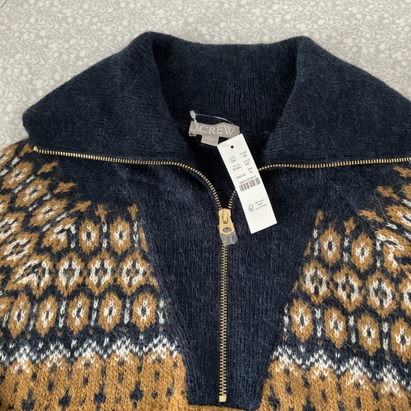 NWT Gorgeous Alpaca blend Half Zip Patterned Sweater J. Crew - Picture 2 of 3